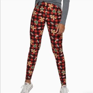SO Holiday Plaid Gingerbread Leggings Size Large